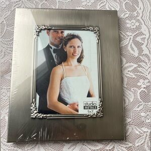 Brushed Metal 5x7” Decorative Wedding Anniversary Picture Frame New